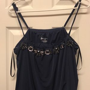 Going out Navy Spaghetti Straps Blouse W stones